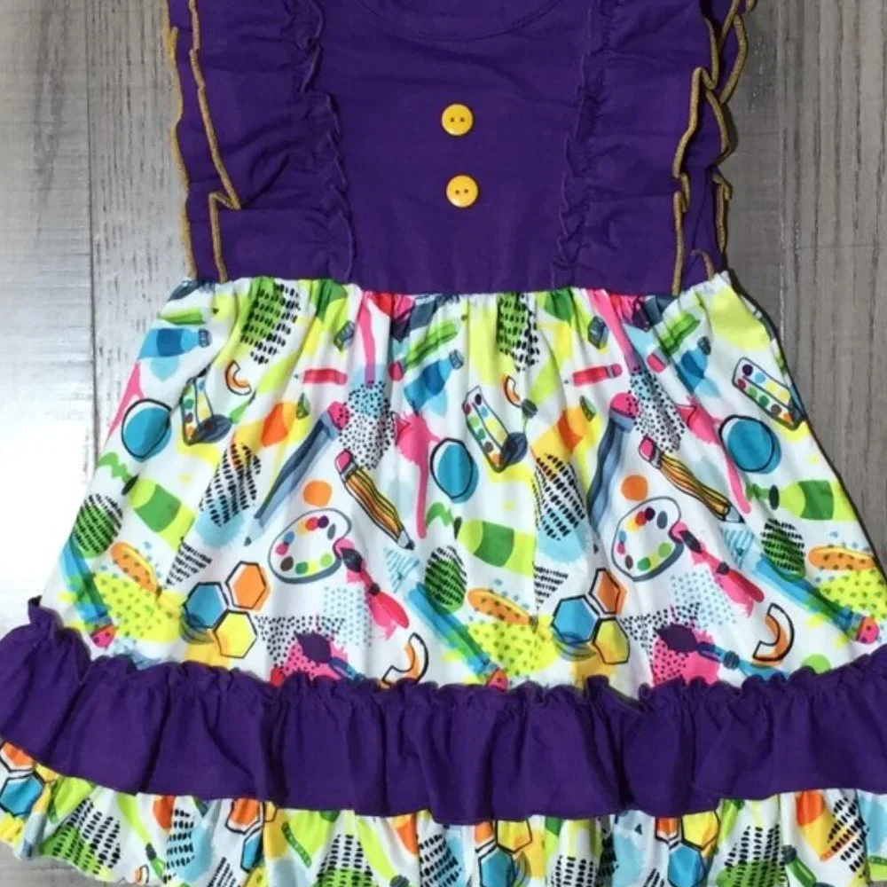 Boutique Back to School Girls Ruffle Dress